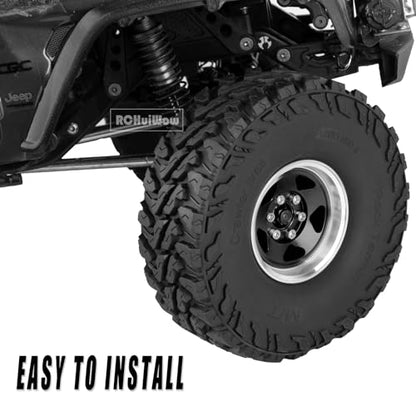 RC Alloy 1.9" Beadlock Wheels and Tires for 1/10 RC Crawler TRX4 SCX10 SCX10 III 90046 D90,1.9 RC Wheels and Tires 1.9 Beadlock Tires RC Rims,4 Packs,Black - color: Black(4pcs)