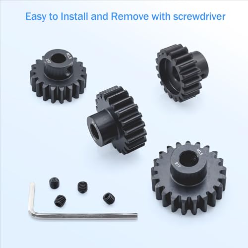 M1.5 Pinion Gear 18T 19T 20T 21T 8mm Shaft Steel Motor Gear Set for 1/5 1/6 1/7 1/8 1/10 Tra-xxas Arrma HSP HPI AXIAL LOSI RC Car Brushed Brushless Motor - size: 18T 19T 20T 21T