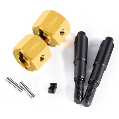 RC Brass Wheels Hex Hub 10mm Extension Hex Drive Adapter with Steel Stub Axle Counterweight Compatible with 1/10 Redcat Ascent Fusion Ascent RC Car Upgrade Parts (Thickness: 10mm) - color: Thickness: 10mm