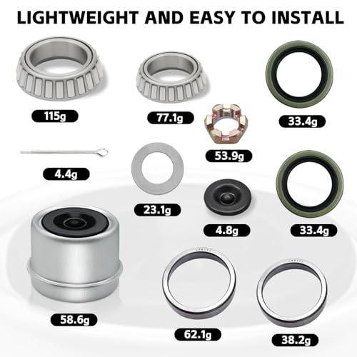 2 Sets 3500lb Trailer Wheel Bearing Kit L68149 L44649 Boat Trailer Axle Bearing Kit Grease Seals Fits for 1-3/8'' to 1-1/16''Bearing Kits 1.98" Dust Caps and Rubber Plugs Cotter Pins for #84 Spindle - color: 2 Set L68149 L44649 Bearings Kit