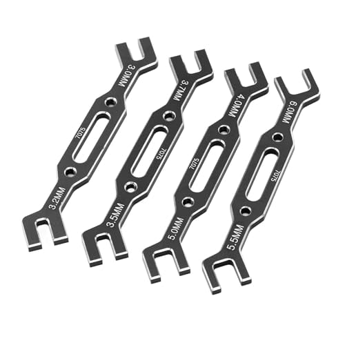 RC Turnbuckle Wrench, 4pcs Aluminium Alloy RC Ball Tie Rod Adjustment Wrench Universal Spanner Repair Tool for 1/10 1/16 Model Crawler Car (Black) - color: Black
