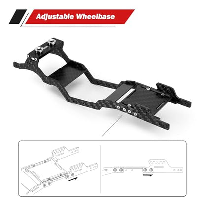 INJORA Carbon Fiber Universal LCG Chassis Kit for Axial SCX24 Upgrade