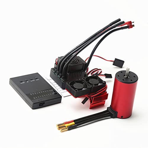 GoolRC 3670 2150KV Brushless Motor Sensorless Waterproof Motor and 120A Brushless ESC with T Plug + Heat Sink + Programming Card Combo Set Replacement for HSP HPI Traxxas 1/8 RC Car Truck