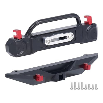 DJX Aluminum SCX30 Front & Rear Bumper w/Red Tow Hook for 1/30 Axial SCX30 Jeep Wrangler JLU Upgrades