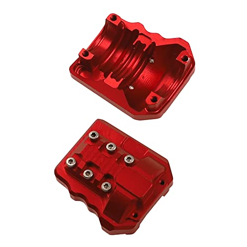 2Pcs ShareGoo Aluminum Alloy Front Rear Axle Differential Cover 15g Diff Cover Case Compatible with Traxxas TRX-4 1/10 RC Crawler Car (Red) - color: Red