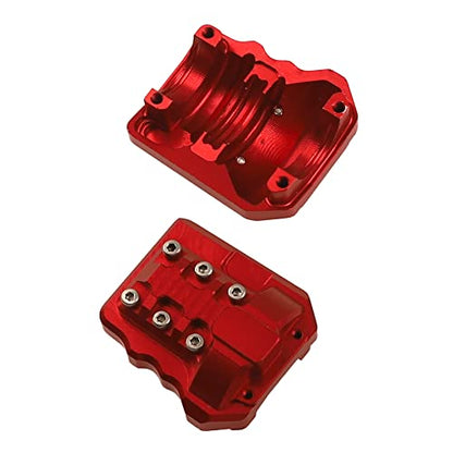 2Pcs ShareGoo Aluminum Alloy Front Rear Axle Differential Cover 15g Diff Cover Case Compatible with Traxxas TRX-4 1/10 RC Crawler Car (Red) - color: Red