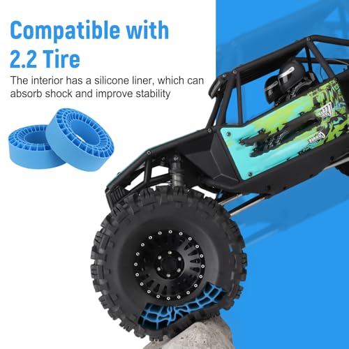 Soft 2.2" Silicone Tire Inserts, 4‑Pack, Fits 132–134mm (5.25" OD) Crawler Tires, Waterproof Foam Replacement for 1/10 RC Crawlers, 125×45mm, Enhanced Traction & Sidewall Support (Blue) - color: Blue