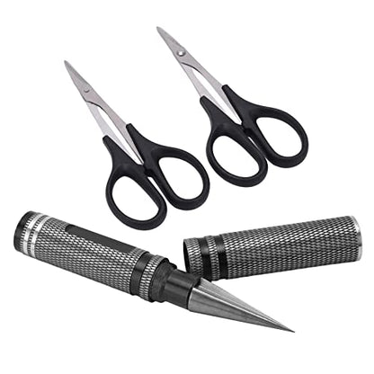 RC Curved Scissors and Hole Puncher Kit, Aluminum Alloy Body Reamer for RC Car Drone Shell Trimming, 014mm Adjustable Cutter with Ergonomic Grip (Black) - color: Black