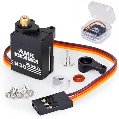 AMK SCX30 Nano Servo, Metal Gear Micro RC Steering Servo with CNC Aluminum Case & Servo Saver, High Torque Mini Servo for 1/30 RC Crawler Upgrade Parts