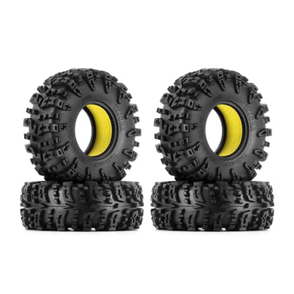 INJORA 1.3 Swamp Claw Tires and Inserts for 1/18 1/24 RC Crawler (Yellow) - color: Yellow