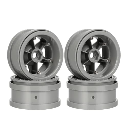 4PCS Plastic 2.2 Inch Beadlock Wheel Rim Wheel Hub 12mm Drive Hex Compatible with 1/10 RC Crawler Car for Axial SCX10 90046 TRX4 Wraith RR10 Capra(Gray) - color: Gray