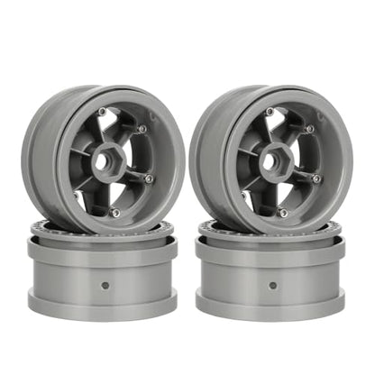 4PCS Plastic 2.2 Inch Beadlock Wheel Rim Wheel Hub 12mm Drive Hex Compatible with 1/10 RC Crawler Car for Axial SCX10 90046 TRX4 Wraith RR10 Capra(Gray) - color: Gray