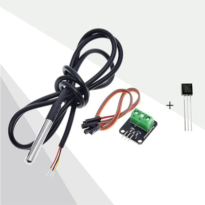 2 Pack Temperature Sensor Module Kit with 1m Cable Waterproof Stainless Steel Probe, Temperature Sensor Chip for Arduino and Raspberry Pi