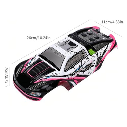 Drfeify 1/16 RC Car Replacement Body Shell, DIY Upgrade with Bold Graffiti Pattern and Aerodynamic Design for SCY16101 SCY16102 High Speed RC Trucks (Red) - color: Red