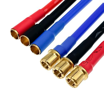 3pcs 6.5mm Male to 8mm Female Bullet Connector Extension Wire Adapter 10AWG 4.9 Inch for RC Motor & ESC