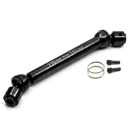2Pcs RC Drive Shaft Hard Steel Driveshaft Front Rear Center Drive Shaft Dogbone Compatible with 1/10 Tra-xxas TRX4 Bronco Defender RC Crawler Car Upgrades (88-115mm & 110-140mm, Black)