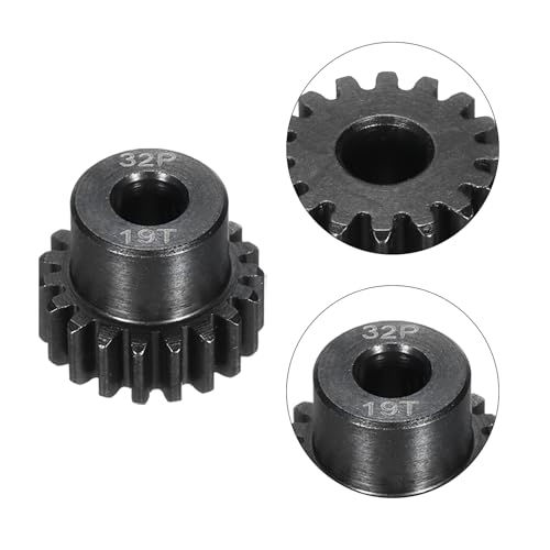 32P Steel Pinion Gear Set 19T for 5mm Shaft Hardened Steel Pinion Gear with Shaft Coupler Connector for RC Motor - style: 19T