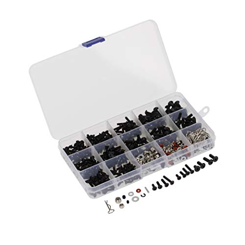 500PCS Universal RC Car Screws Box Kit Screws Hardware Fasteners Assortment Set Compatible with Axial traxxas HSP SCX10 TRX4 Redcat HPI Arrma Losi 1/8 1/10 1/12 1/16 Scale RC Cars