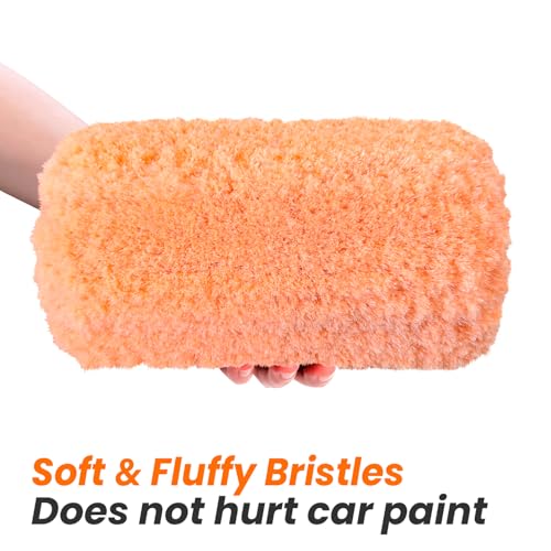ARTIPOLY 20ft Reach Car Wash Brush with Long Handle-Car Cleaning Kit with 4-12FT Extension Pole, Ultimate RV,Truck Wash Set with Soft Brush, Tire Brush, Window Squeegee, Mitt, Microfiber Cleaning Mop - size: 4-12ft