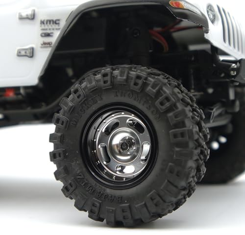 Rc 1.0 Beadlock Wheel Tires Set -2mm Offset Wheel Rims for 1/18 1/24 RC Crawler Car Axial SCX24 AX24 TRX4M FCX24 Upgrade TW1002 (Silver Black) - color: Silver Black