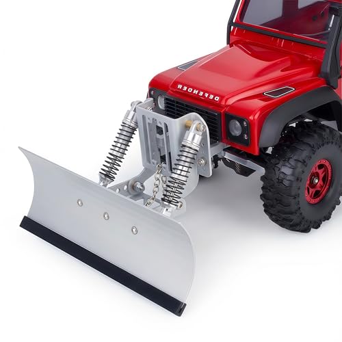RC Snow Plow for TRX4M & SCX24, Adjustable Aluminum 1/18 1/24 RC Crawler Plow, Servo Operated Snow & Sand Shovel Upgrade, CNC Metal RC Plow Truck Accessory (Silver) - color: Silver