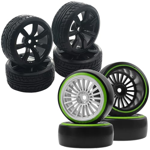 OD62mm Hard Plastic RC Drift Car Tires & Wheel Rims 12mm Hex Tyre & 1/10 RC Drift Car Tires Plastic Tyres and 12mm Hex Hard Plastic Wheel Rims