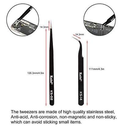 Kaisiking 6 Pcs Double Sided Soldering Assist Aid Repair Tool | with 2 Precision Tweezers for Electronics Repair and Soldering