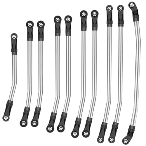 313mm/324mm Metal Link Set Linkage Steering Rod with Nylon End Kit for 1/10 RC Crawler Car Compliable with Axial SCX10 SCX10II 90046 (313mm)