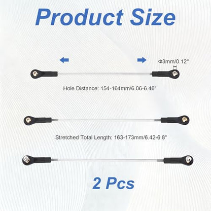 MECCANIXITY 2Pcs Adjustable Turnbuckles Camber Link 154-164mm Turnbuckle | Rod Steering Servo Linkage, with M3 Ball Head Rod Ends, for RC Car Replace Parts - size: 154-164mm