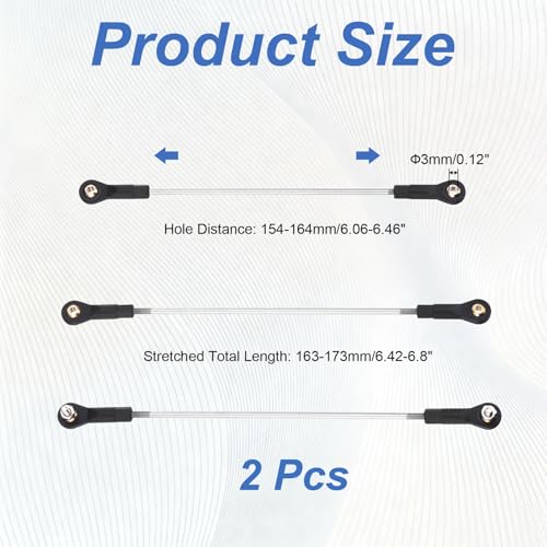 MECCANIXITY 2Pcs Adjustable Turnbuckles Camber Link 154-164mm Turnbuckle | Rod Steering Servo Linkage, with M3 Ball Head Rod Ends, for RC Car Replace Parts - size: 154-164mm