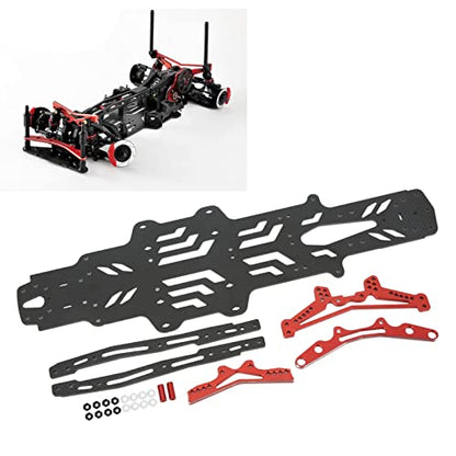 RC Drift Racing Chassis Plate, Carbon Fiber Aluminum Alloy RC Car Chassis Upgrade Parts, High Strength CNC Carbon Fiber for MST RMX2.0S RRX2.0S 1/10, Lightweight Two Layer Hollow D (Black) - color: Black