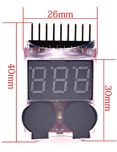 Readytosky Lipo Battery Checker RC Battery Low Voltage Buzzer Alarm | Voltage Tester Monitor for 1-8S Lipo Life LiMn Li-ion Battery (4PCS)