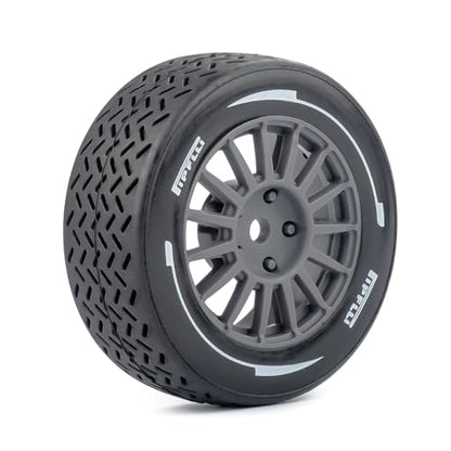 4PCS 1/10 RC Rally Tires & Rims, 58x22mm 12mm Hex Wheel Set, Fits for MJX 14303 14304 1/14 Scale On-Road Car W310 - color: Gray