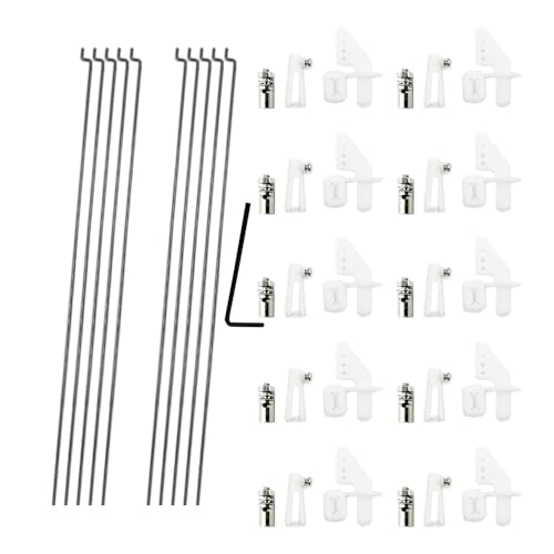 10PCS 1.2 x 200mm Pushrod with 10PCS 1.3mm Adjustable Pushrod Connector Linkage Stopper 10PCS Micro Control Horns with Clevis for RC Airplane Plane Boat DIY Model Toy Parts (10, 1.2x200mm)