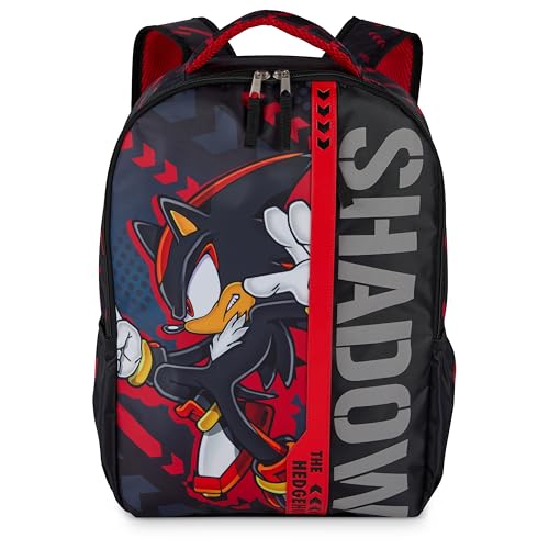 AI ACCESSORY INNOVATIONS Sonic The Hedgehog Backpack for Boys & Girls, Shadow 16 Inch Schoolbag with Reflective Ink, Black - color: Shadow the Hedgehog