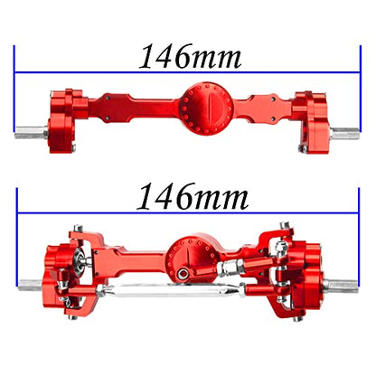 Aluminum Alloy Front Rear Portal Axle Upgrade Part Compatible with MN Model MN99S MN98 D90 D91 D99 D99S MN90 1/12 RC Car (Red) - color: Red