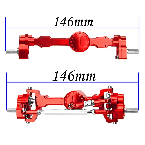 Aluminum Alloy Front Rear Portal Axle Upgrade Part Compatible with MN Model MN99S MN98 D90 D91 D99 D99S MN90 1/12 RC Car (Red) - color: Red