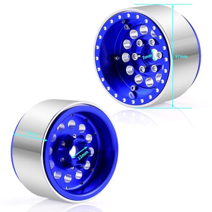 4PCS/Set 1.9" Aluminium Beadlock Wheel Tire Set with Foam Insert for 1/10th AXIAL SCX10 TRX4 Gen8 SCX10-II AXI90046,SCX10-III,D90 RC Crawler Truck Car Upgrade (Blue) - color: Blue