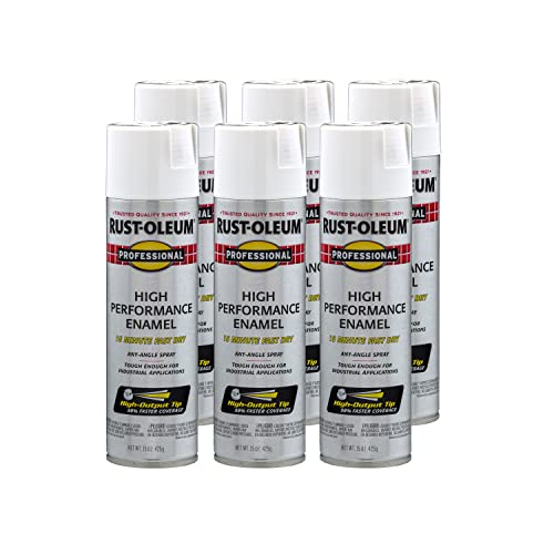 Rust-Oleum Professional High Performance Flat White Spray Paint | Rust Prevention, Corrosion Resistant Coating, Industrial Maintenance, Any Angle Spray, Metal Equipment Protection, 15 oz - color: Flat White, size: 15 Ounce (Pack of 6)