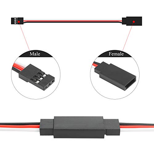 DYWISHKEY 30 Pieces Male to Female 3-Pin Servo Extension Cord Lead Wire Cable Connectors, Servo Remote Control Cables (5 Sizes)