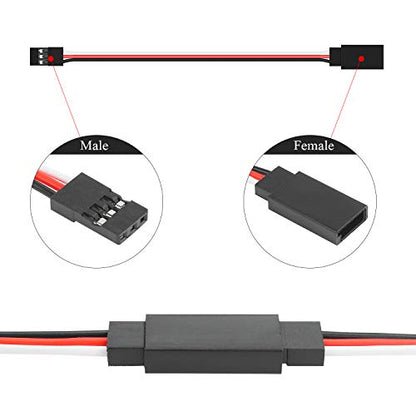DYWISHKEY 30 Pieces Male to Female 3-Pin Servo Extension Cord Lead Wire Cable Connectors, Servo Remote Control Cables (5 Sizes)