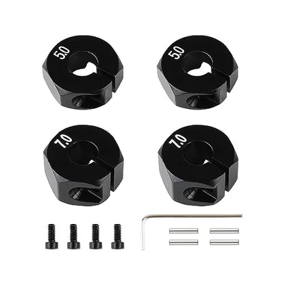 5mm & 7mm Thickness Aluminum 12mm Hex Wheel Hub Adapters with Screws Pins for 1/10 RC Cars Buggy Truck Crawler HSP Traxxas Redcat Arrma Tamiya etc, Black