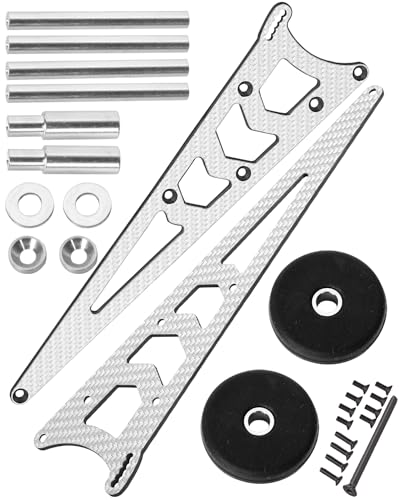 RC Wheelie Bar w/Mount Upgrades Part for 1/10 Slash Rustler Bandit 2WD(VXL),Carbon Fibre Wheelie Bar Kit Tail Wheel Head up Wheel Assembly Hops Up,Titanium - color: Titanium(1set)