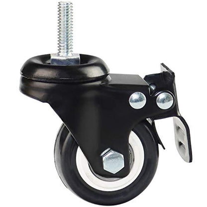 2 Inch Stem Casters, DICASAL Double Brakes Black PU Imperial Inch 5/16"-18x1 Screw Thread 360° Swivel Caster Wheels for Furture Carts DIY Stands 4 Pack - style: 2 Inch