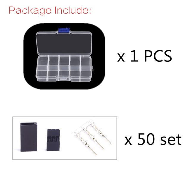50PCS DIY Servo Extension Cable JR/Futaba Connector Male/Female Plug with 2.54 Terminal for RC Robot Airplane Car Servo ESC (Female 50 Set) - style: Female 50 Set