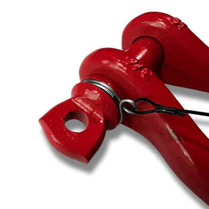 B'oh Spin Pin 3/4” Recovery Shackle | 10,000 lbs Capacity - High-Strength Carbon Steel with 7/8" Pin Recovery Gear Towing Accessories - Pin Style : Screw, Flame Red - color: Flame Red