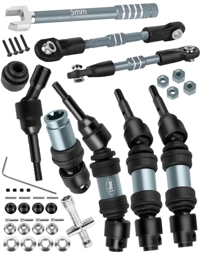 RC Upgrade Parts for Mini Slash 4X4,Mini Rally VXL Ford RS200(#108164-1#108046-1),RC Front Rear Driveshafes CVD Axles,Turnbuckles Camber Links,Replaces #10850#10843,Titanium - color: Titanium(1set)