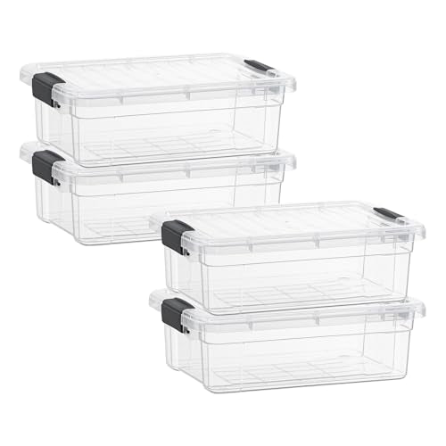 Superio Clear Storage Bins with Lids, Stackable Storage Box with Latches and Handles, Extra Small, 4 Pack 2 Quart - size: 2.3 Quarts, style: 4 Pack