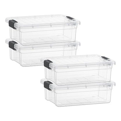 Superio Clear Storage Bins with Lids, Stackable Storage Box with Latches and Handles, Extra Small, 4 Pack 2 Quart - size: 2.3 Quarts, style: 4 Pack