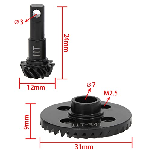DKKY TRX4 Diff Gears 11T 34T for Traxxas TRX4 Replacement #8279